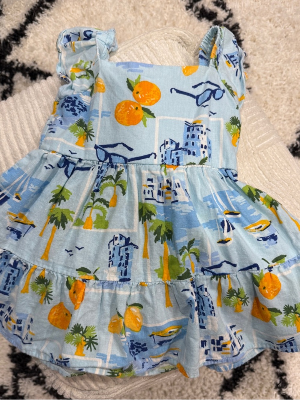Gymboree Toddler Girl Dress 2T Blue Citrus Tropical Summer Ruffle Button Front - Picture 6 of 8